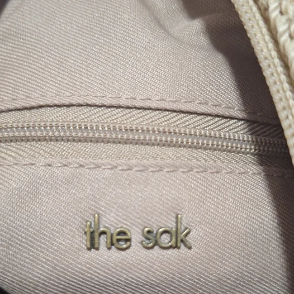 The Sak Woven Bohemian Hobo Bag-Faux Leather-Wooden Beaded-Tan/Brown-Medium - Picture 2 of 8